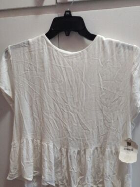 Altar'd State White Ruffle-Hem Tie Back Short Sleeve Tunic Small NWT